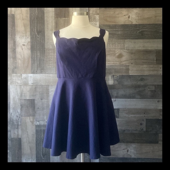 ModCloth navy fit and flare dress size 4xlarge garden party dark feminine witchy - Picture 1 of 11